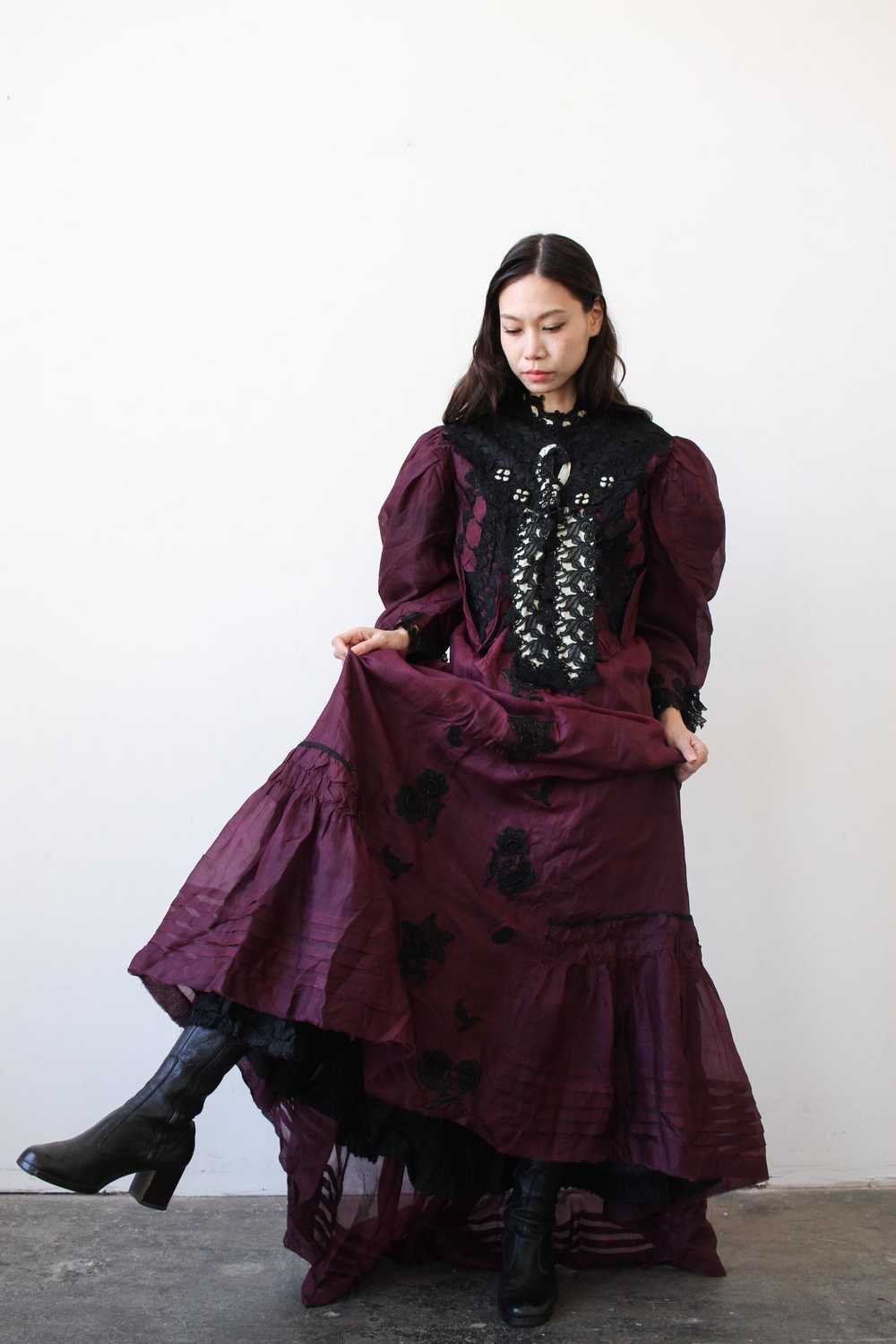Victorian Violet Silk Bodice Skirt Set - image 2
