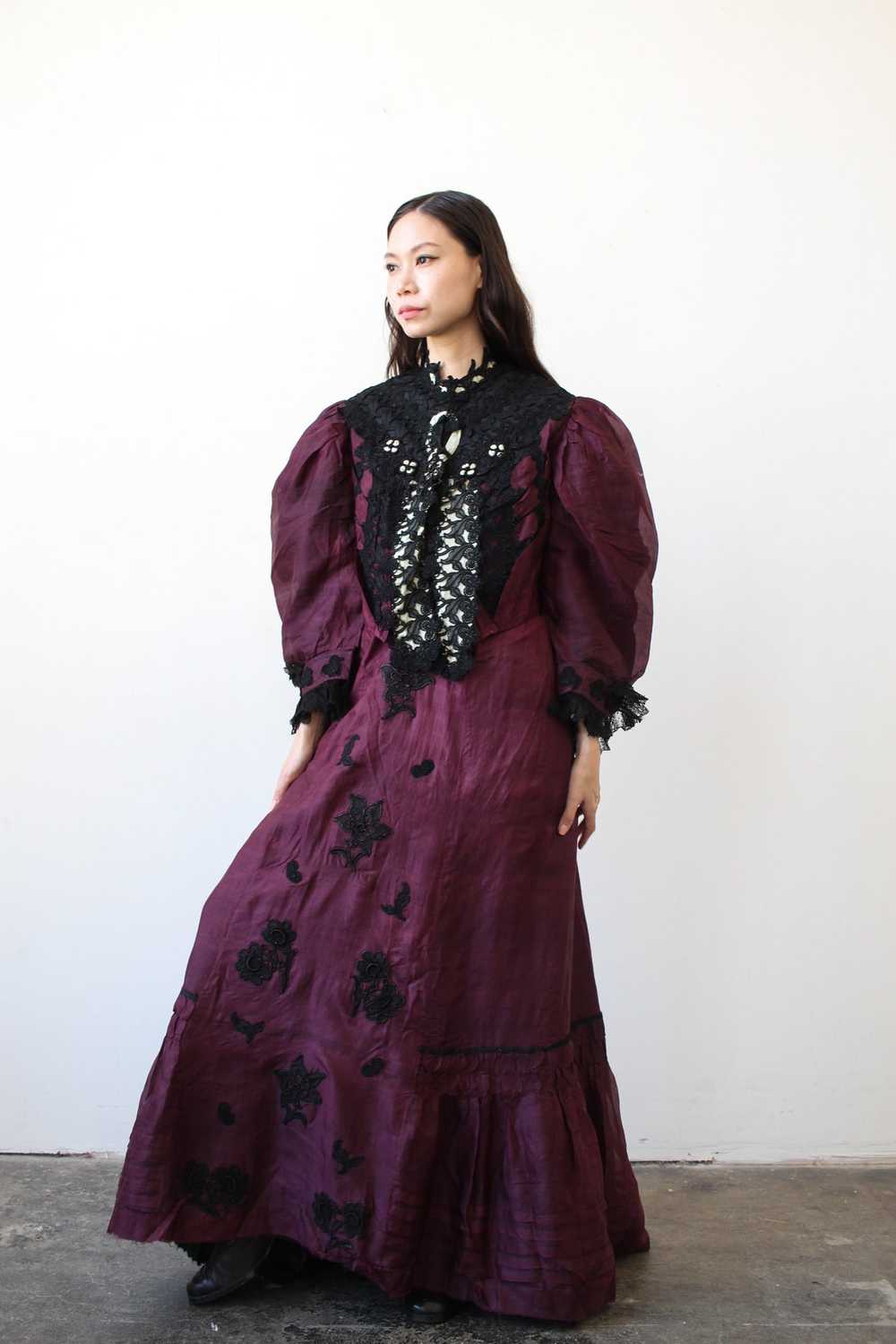 Victorian Violet Silk Bodice Skirt Set - image 3