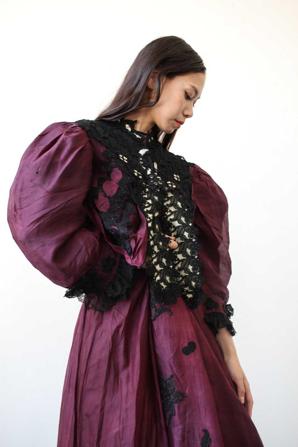 Victorian Violet Silk Bodice Skirt Set - image 5