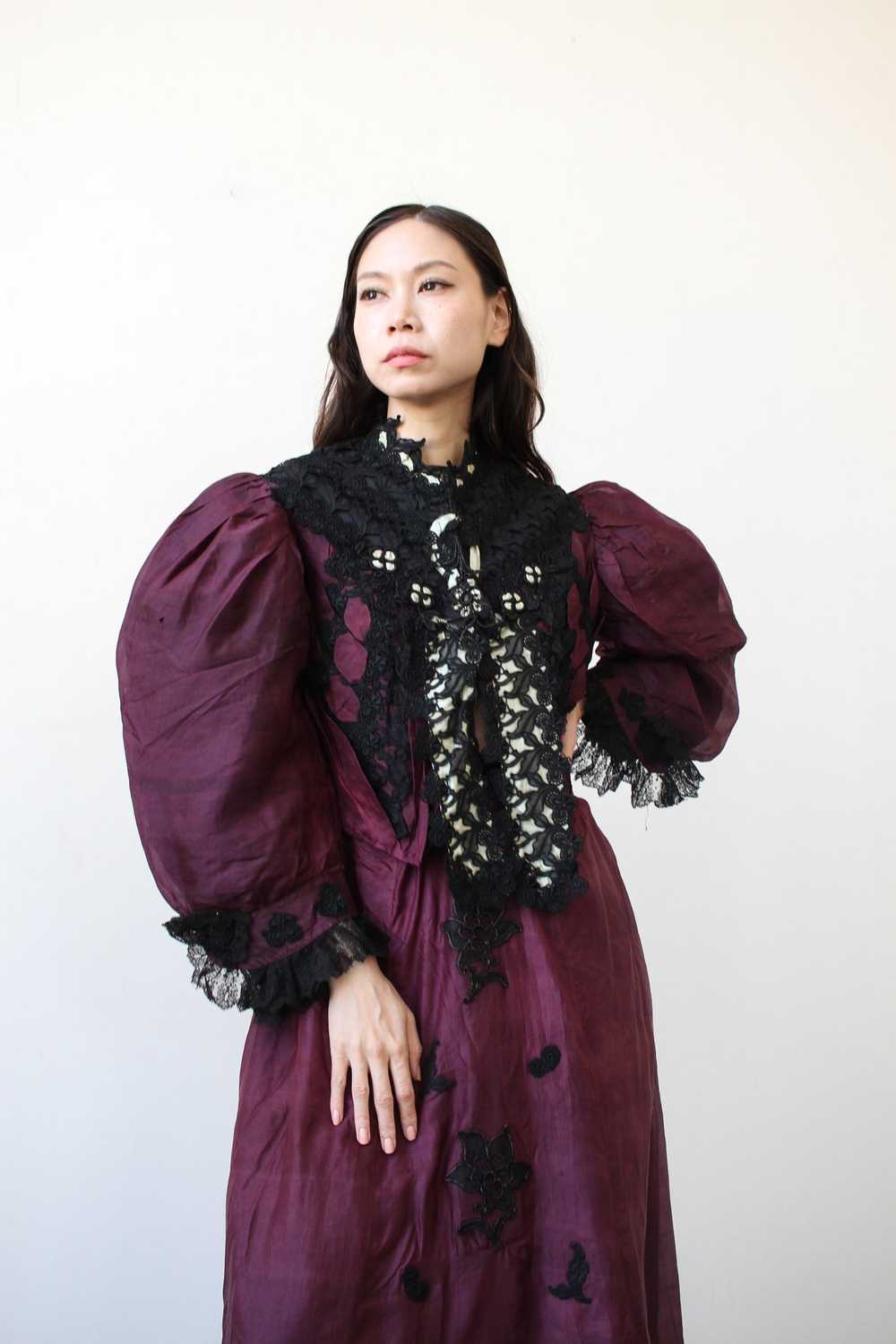 Victorian Violet Silk Bodice Skirt Set - image 6