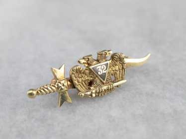 Antique Gold and Enamel Masonic Pin - image 1