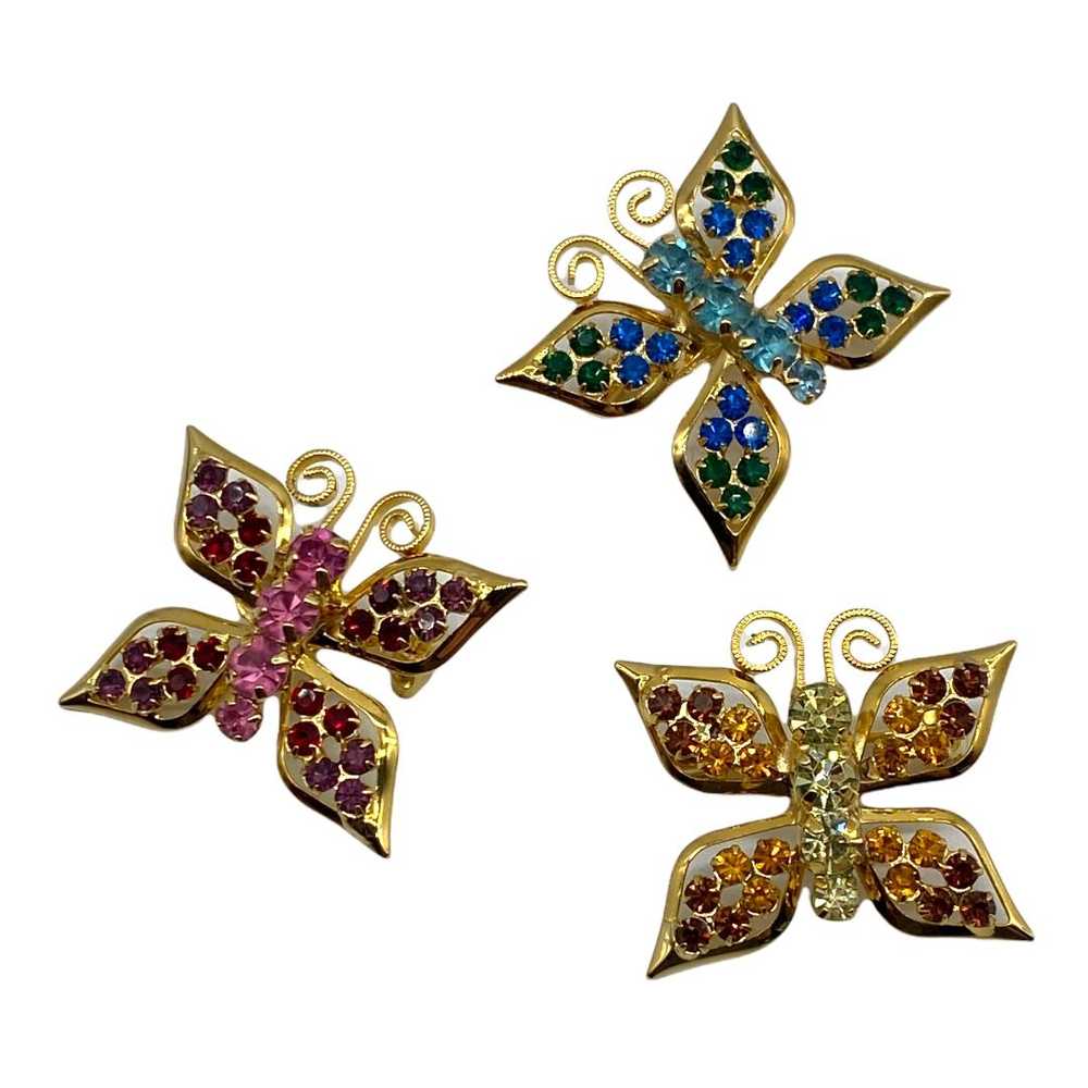 Set of Three Butterfly Rhinestone Scatter Pins - image 1