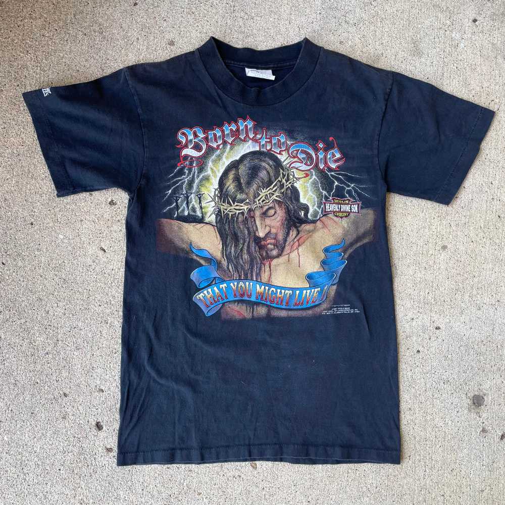 Vintage 90s Jesus biker tee - image 1