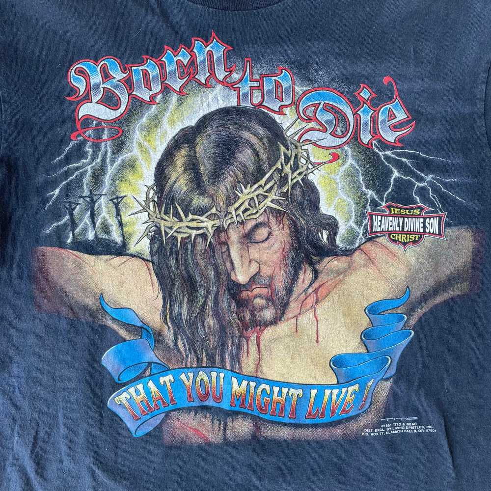 Vintage 90s Jesus biker tee - image 3