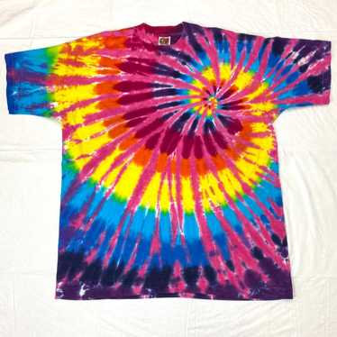 1990s rainbow tie dyed t-shirt blank dated 1997