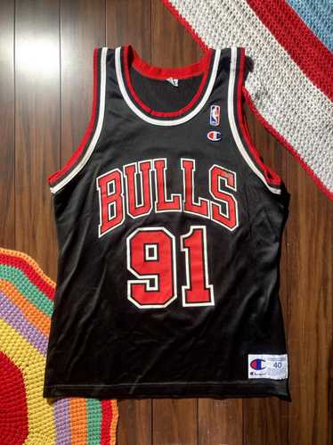 Champion, Shirts, Champion Dennis Rodman Menssize 4 Stitched M Chicago  Bulls Pinstripe Jersey