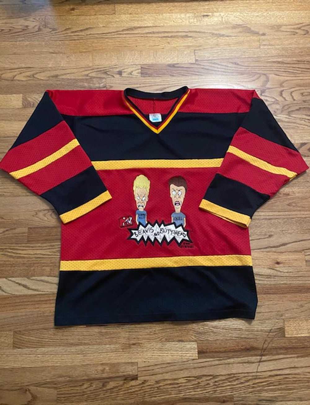 Vintage 90s MTV Beavis & Butthead Hockey Jersey S… - image 1