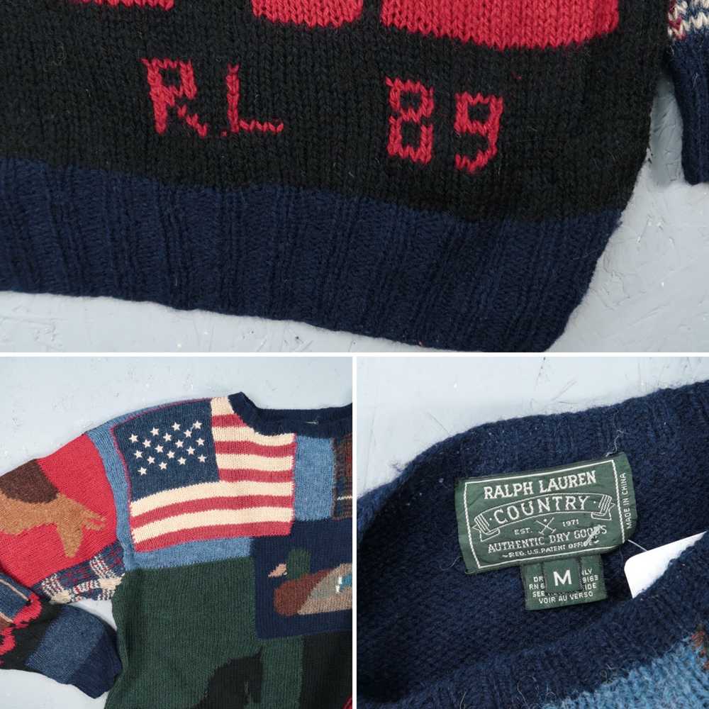 80s Ralph Lauren RL89 Patchwork Hand Knit Sweater - image 2