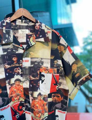 Vintage Scarface All Over Print With Gun Button Sh