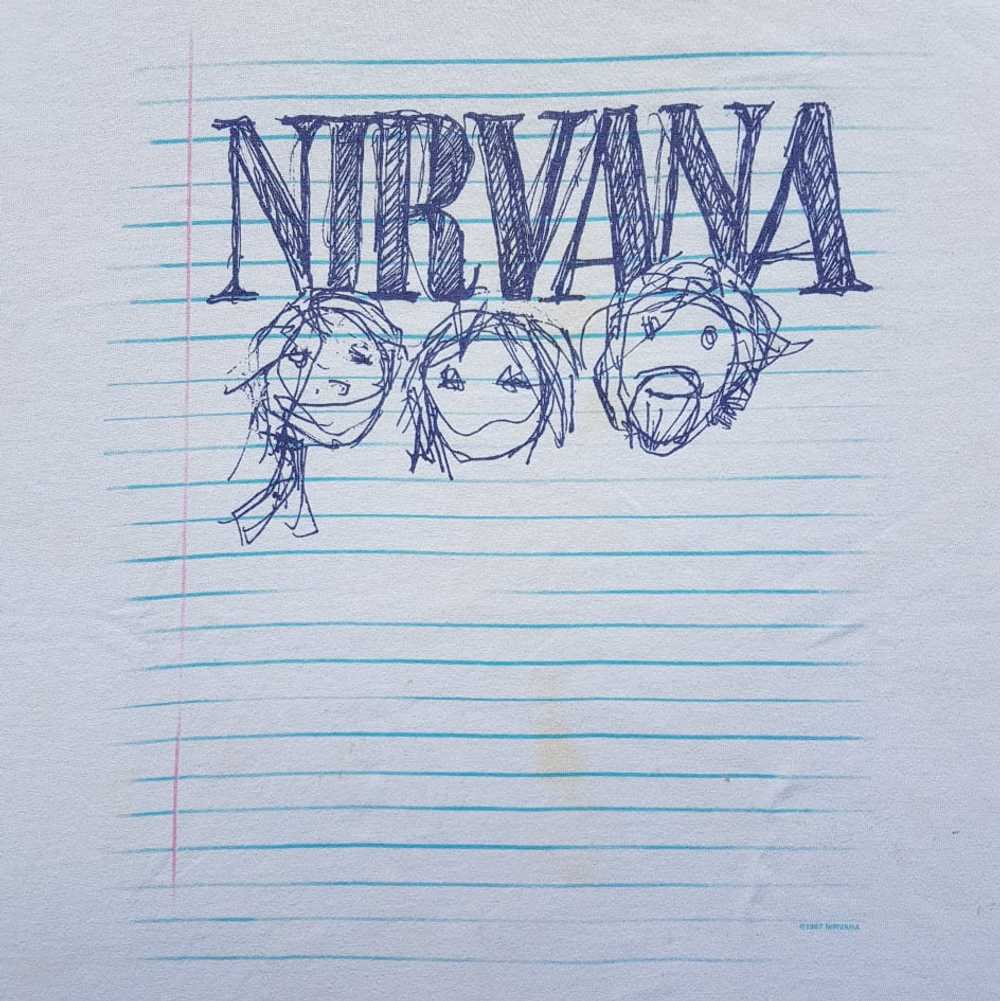 Vintage 1997 Nirvana Band Sketch T Shirt size L (… - image 2