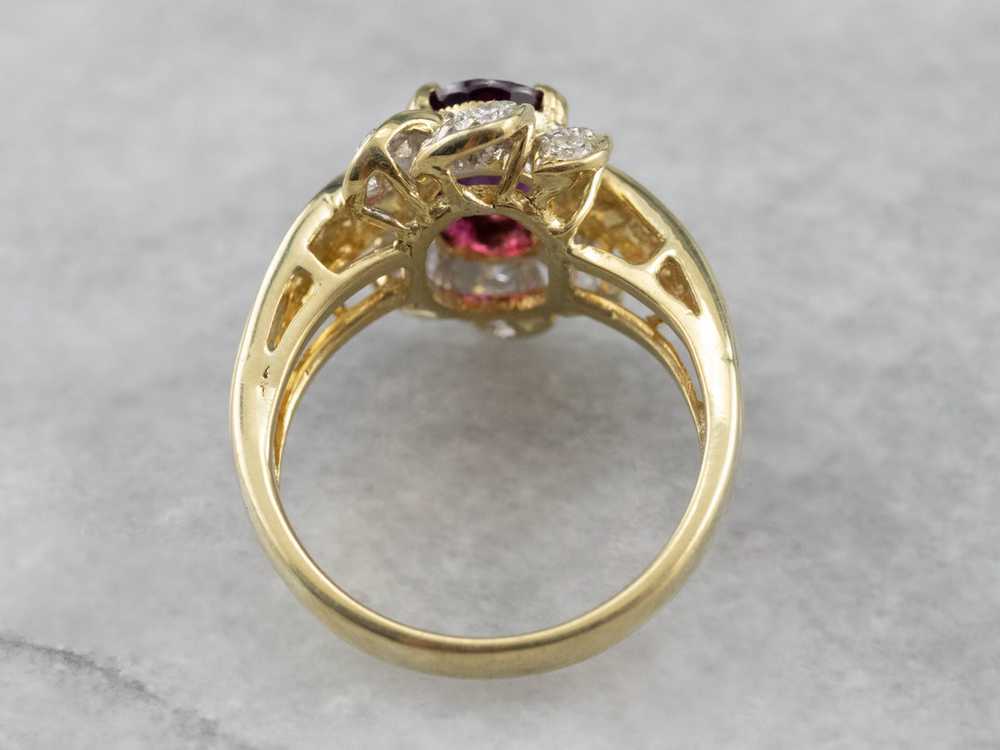 Green Gold Pink Sapphire and Diamond Ring - image 4