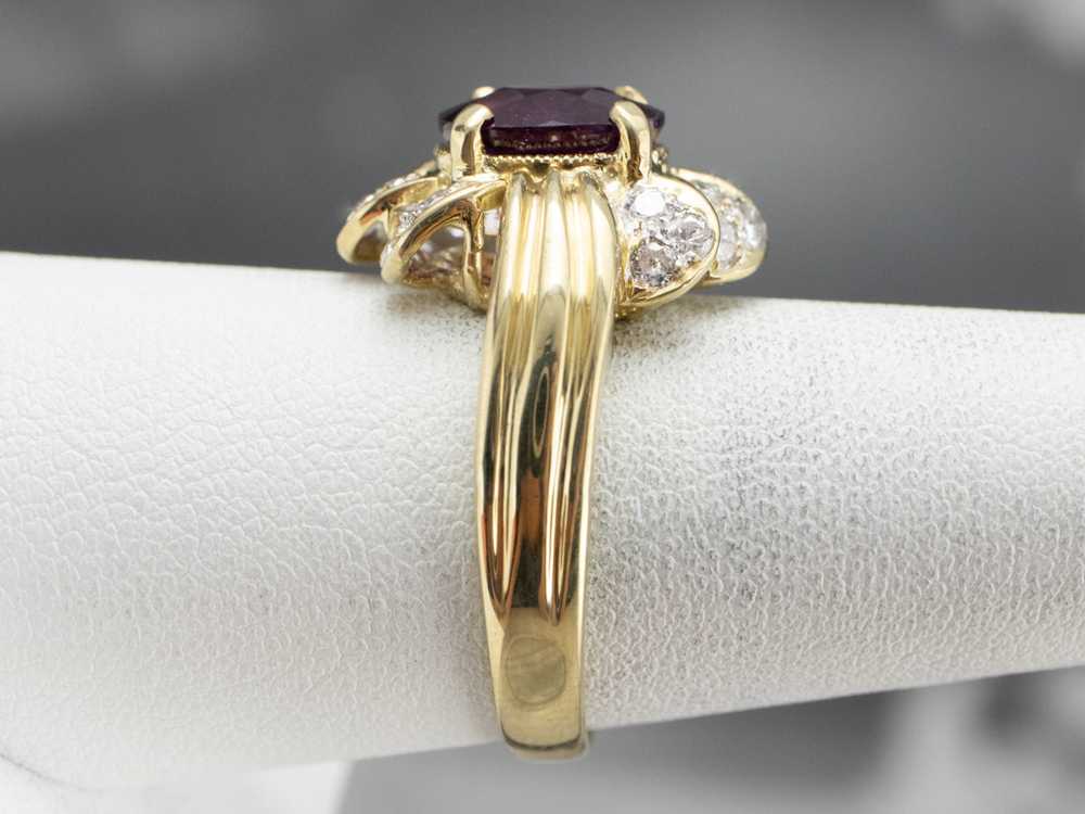 Green Gold Pink Sapphire and Diamond Ring - image 8