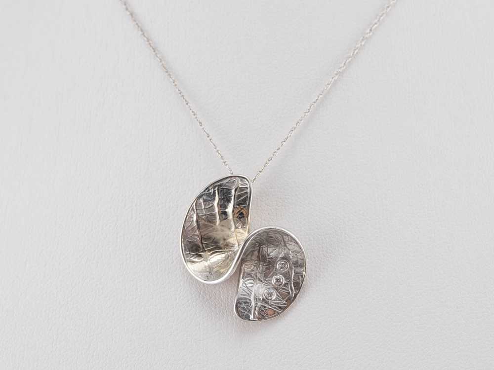 Modernist Diamond and White Gold Pendant - image 9