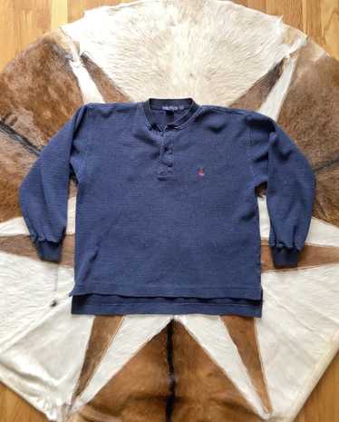 Nautica Vintage 90s Nautica Navy Blue Henley Sweat