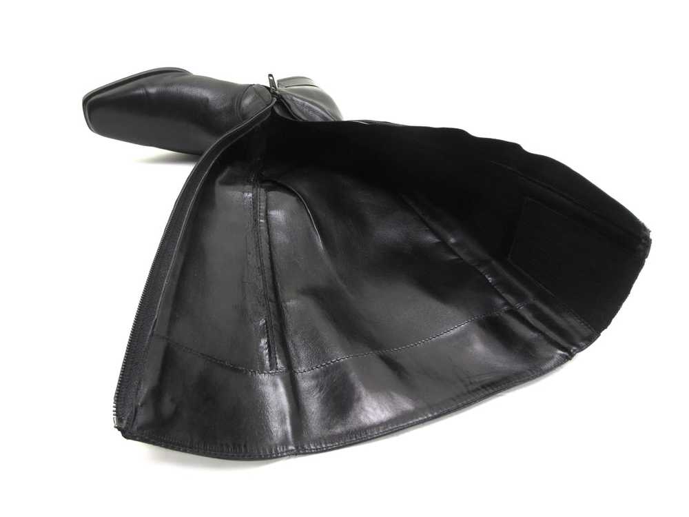 Square Toe black Italian leather tall boots Made … - image 10