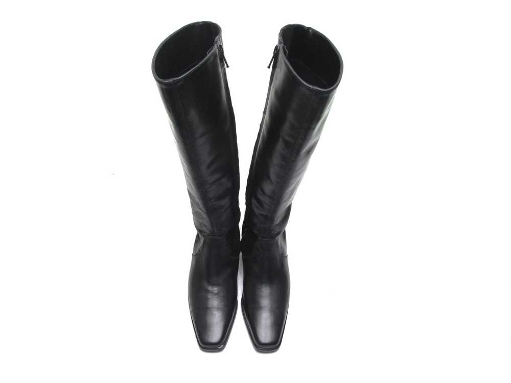 Square Toe black Italian leather tall boots Made … - image 3