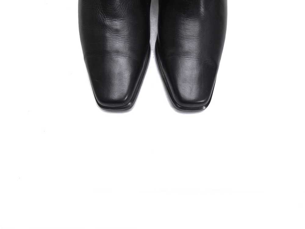 Square Toe black Italian leather tall boots Made … - image 4