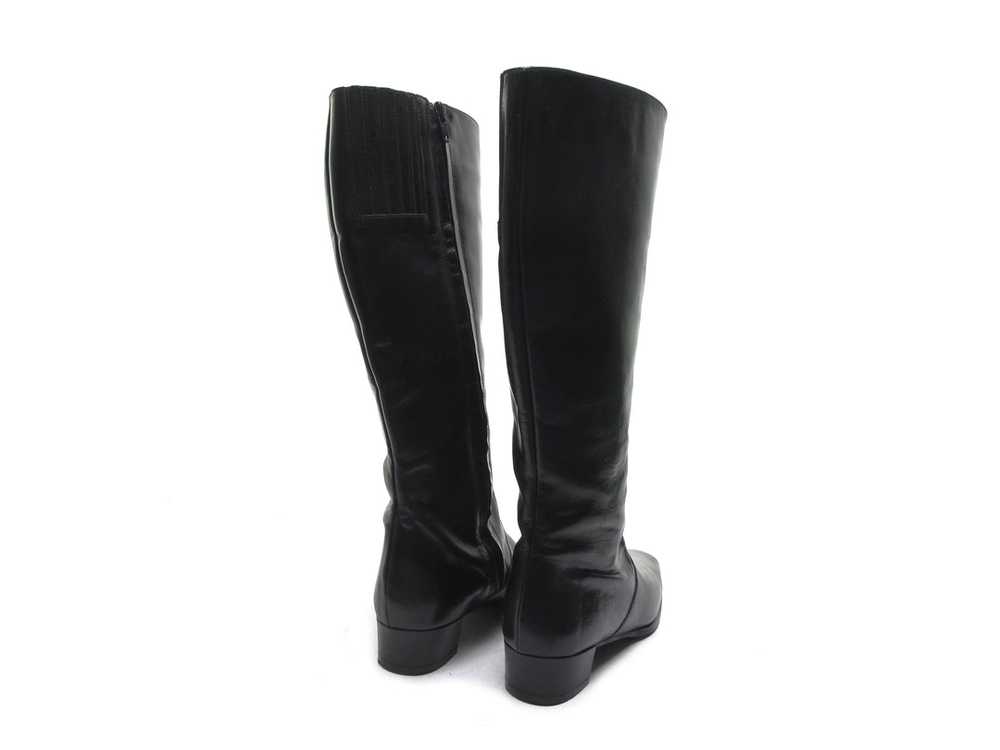 Square Toe black Italian leather tall boots Made … - image 7