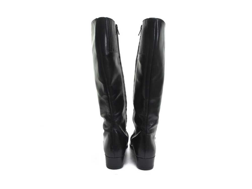 Square Toe black Italian leather tall boots Made … - image 8