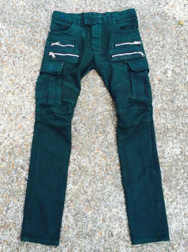 Balmain Emerald Cargo Biker Denim Jeans