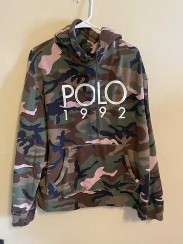 Polo Ralph Lauren Women Sweatshirt Large Olive Camo Hoodie 1992 Logo  Pullover