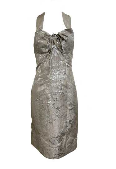 Vivienne Westwood 90s Silver Brocade Mini Dress - image 1