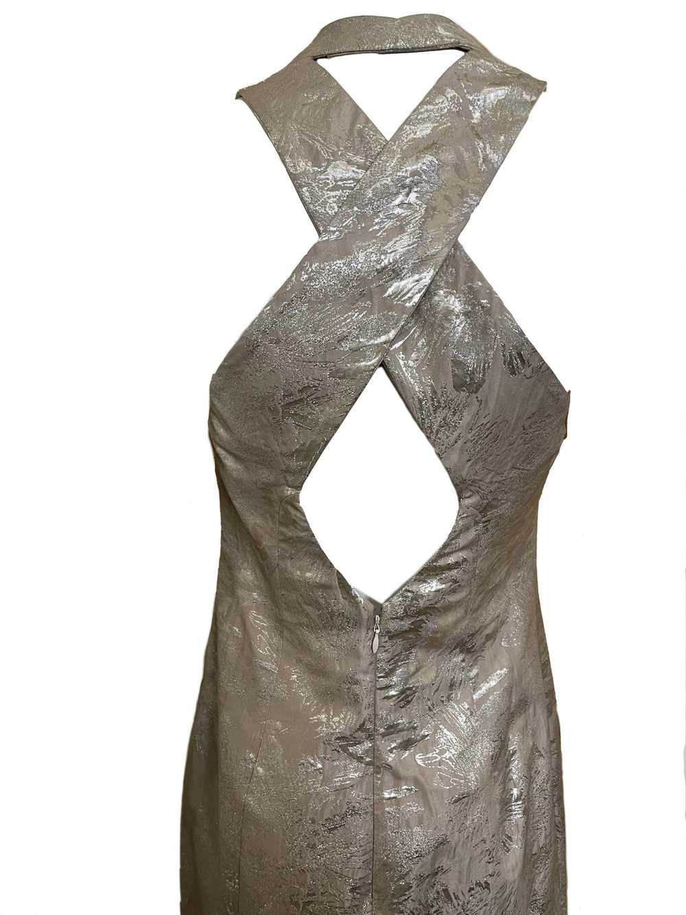 Vivienne Westwood 90s Silver Brocade Mini Dress - image 3