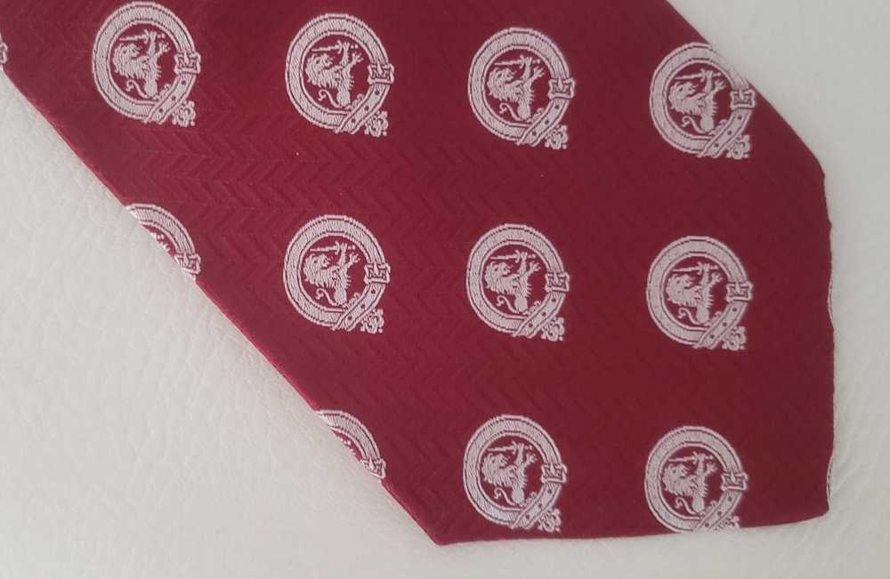 Lanvin Lanvin silk neck tie 1970s red white lions - image 2