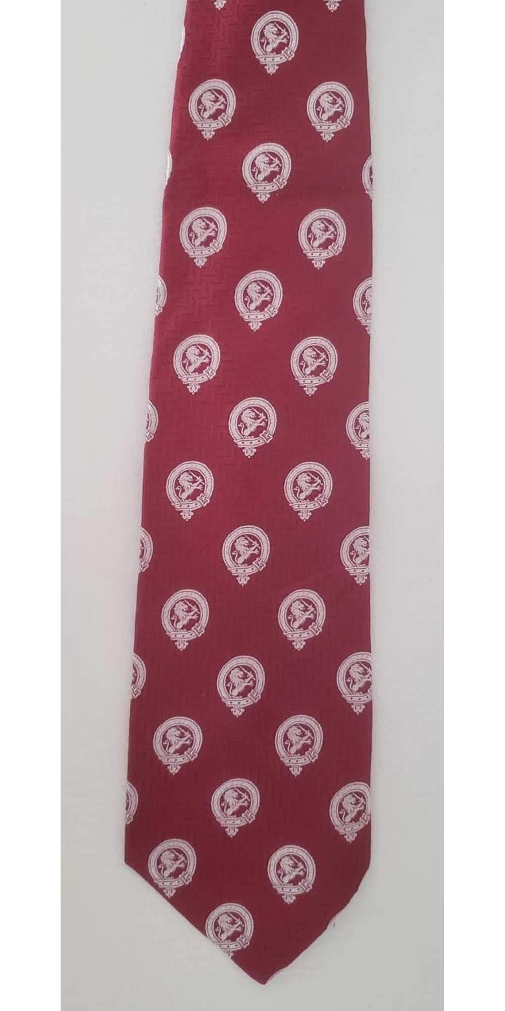 Lanvin Lanvin silk neck tie 1970s red white lions - image 3
