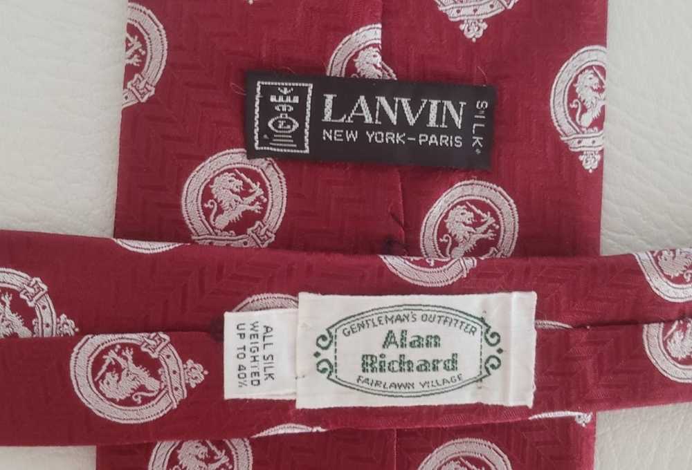 Lanvin Lanvin silk neck tie 1970s red white lions - image 5