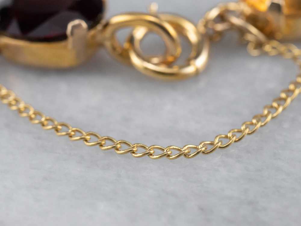 Multi Gemstone Botanical Gold Link Bracelet - image 6