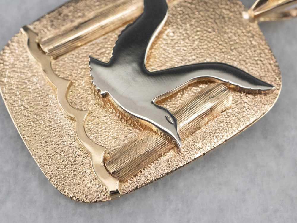 Modernist Gold Seagull Seascape Pendant - image 5