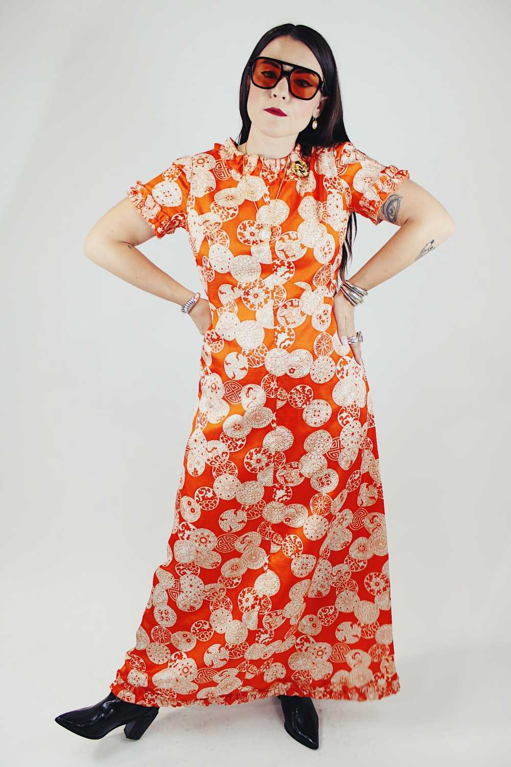 Short Sleeve Printed Maxi Dress - image 1