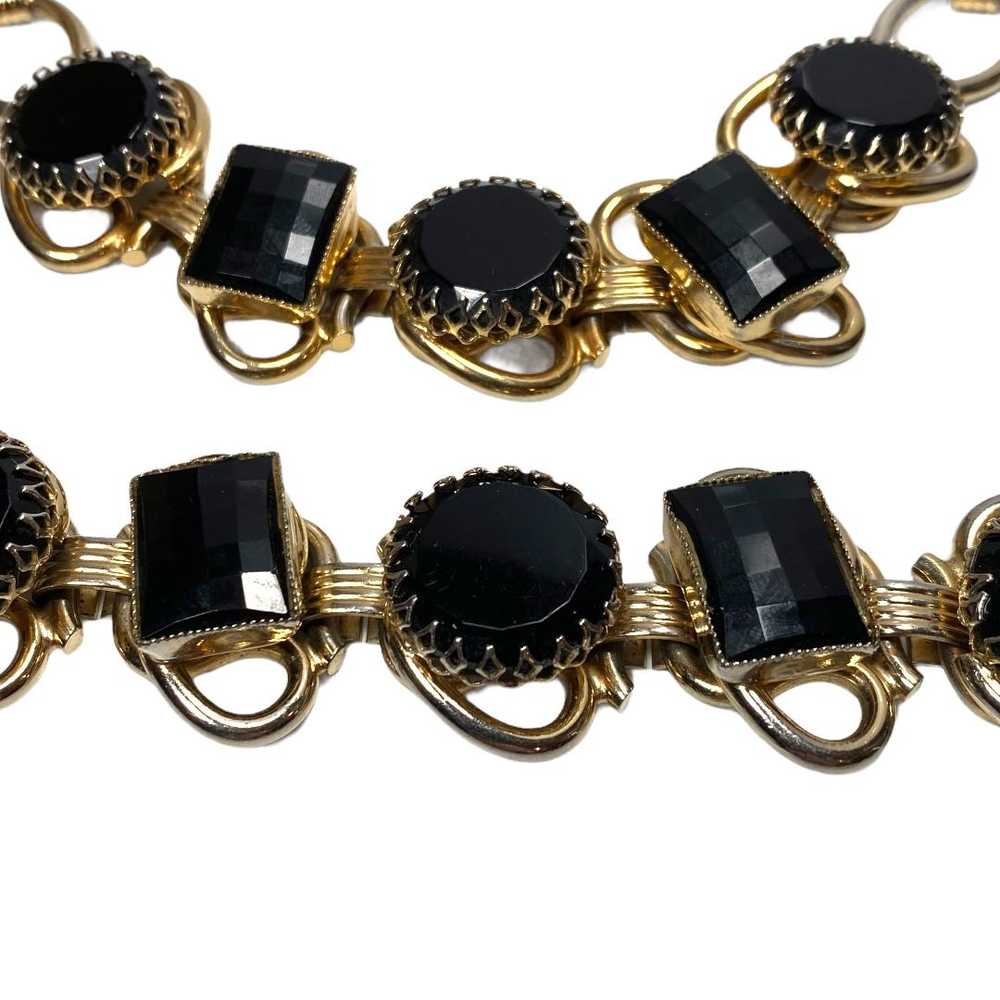 Vintage Faceted Black Rhinestone Necklace and Bra… - image 3