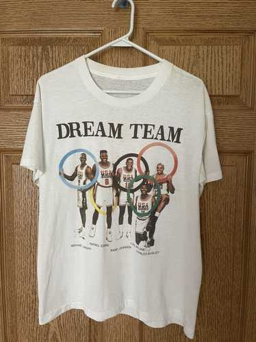 1992 Larry Bird Magic Johnson Dream Team USA Olympic Salem NBA T Shirt Size  Large – Rare VNTG