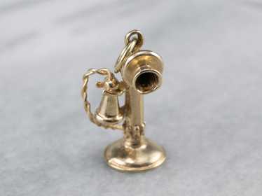 Old Fashioned Telephone Gold Charm - image 1