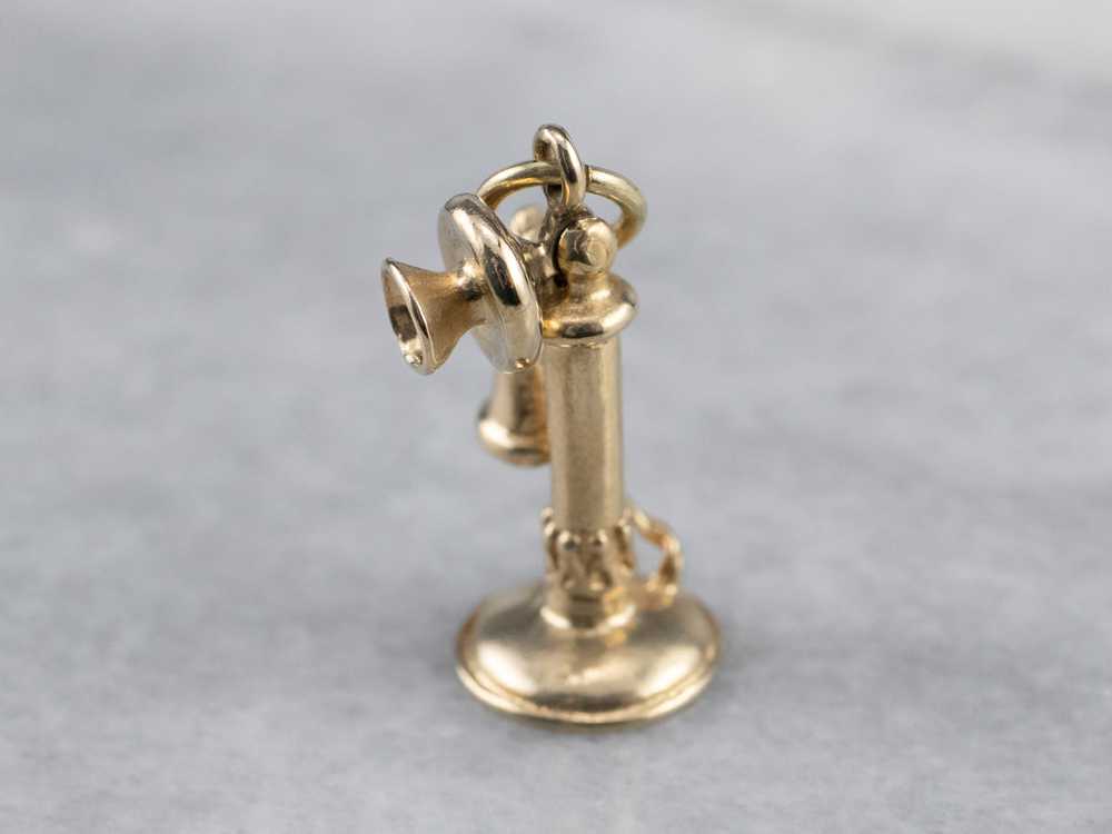Old Fashioned Telephone Gold Charm - image 2