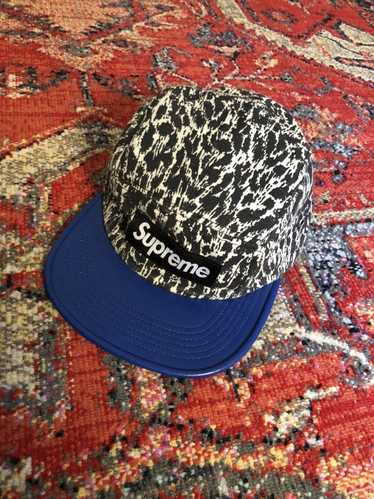 Supreme Supreme White Leopard 5 Panel Cap Blue Lea