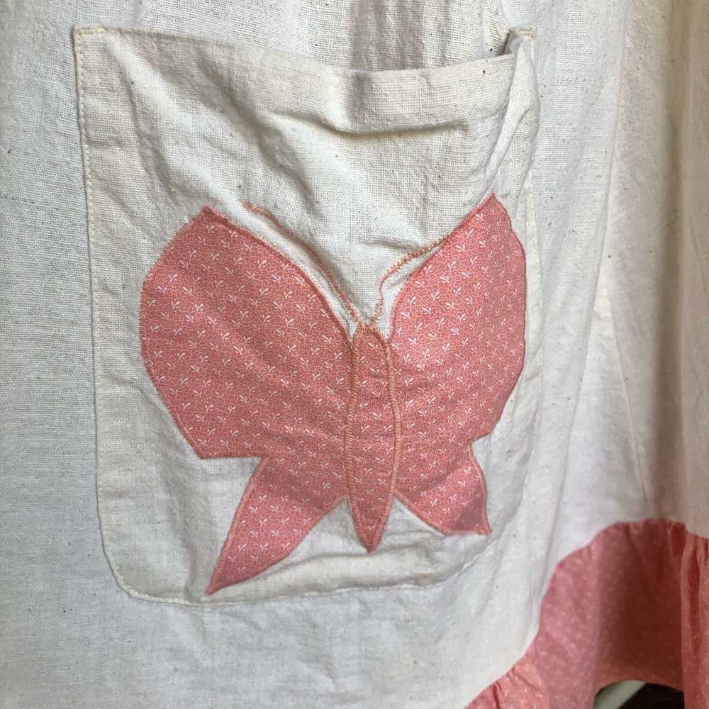 1970s Handmade Butterfly Appliqué Apron Dress - image 6
