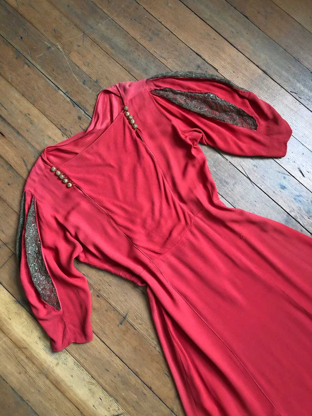 MARKED DOWN vintage 1930s orange rayon gown - image 10