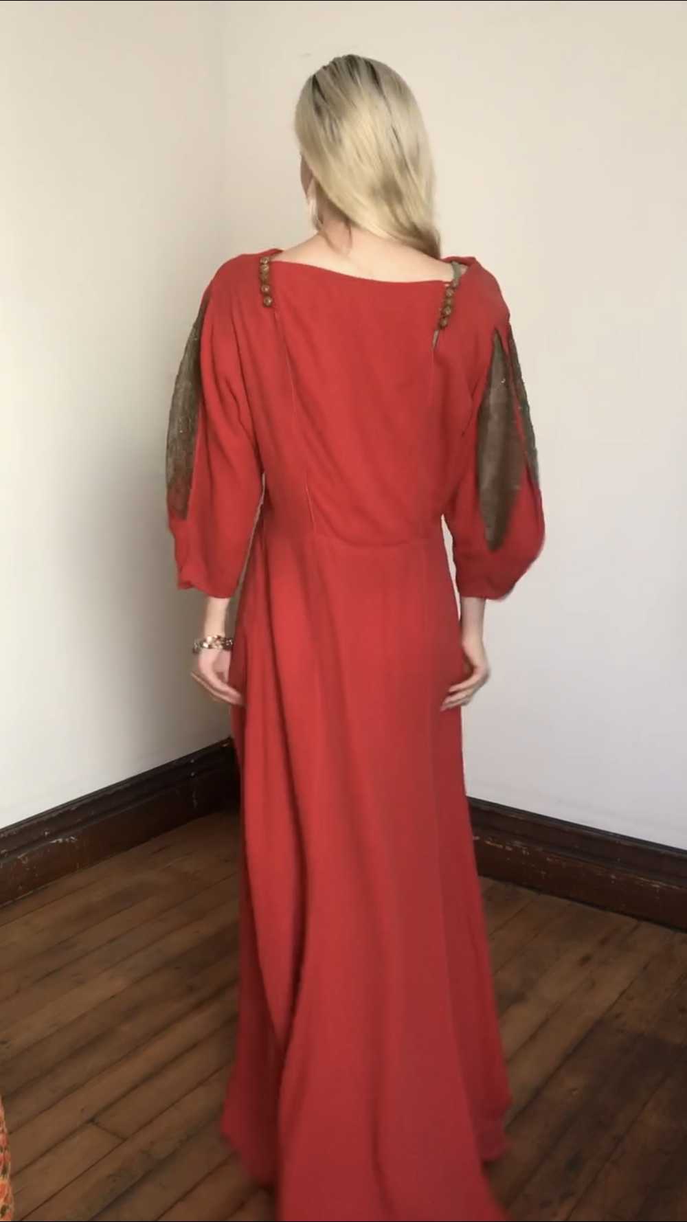 MARKED DOWN vintage 1930s orange rayon gown - image 7