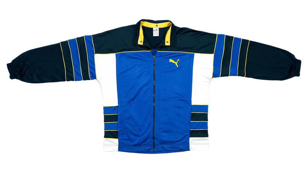 Puma - Black & Blue Big Logo Track Jacket 1990s L… - image 2