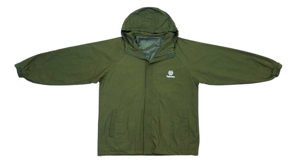 Timberland - Green Spell-Out Hooded Windbreaker 1… - image 1