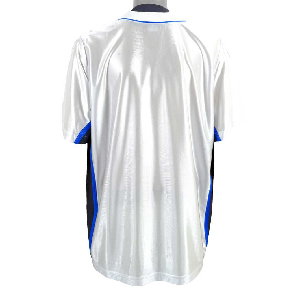 Adidas - White with Blue V-Neck T-Shirt 1990s X-L… - image 2
