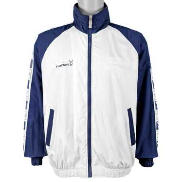 Playboy - White & Blue Tape Logo Jacket 1990s Lar… - image 1