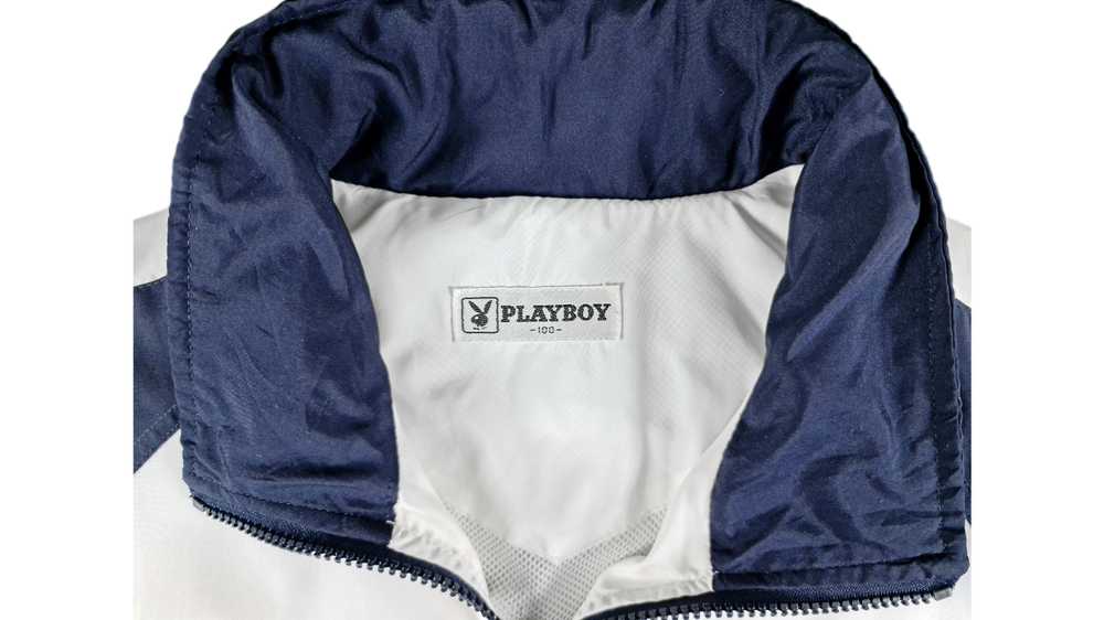 Playboy - White & Blue Tape Logo Jacket 1990s Lar… - image 5