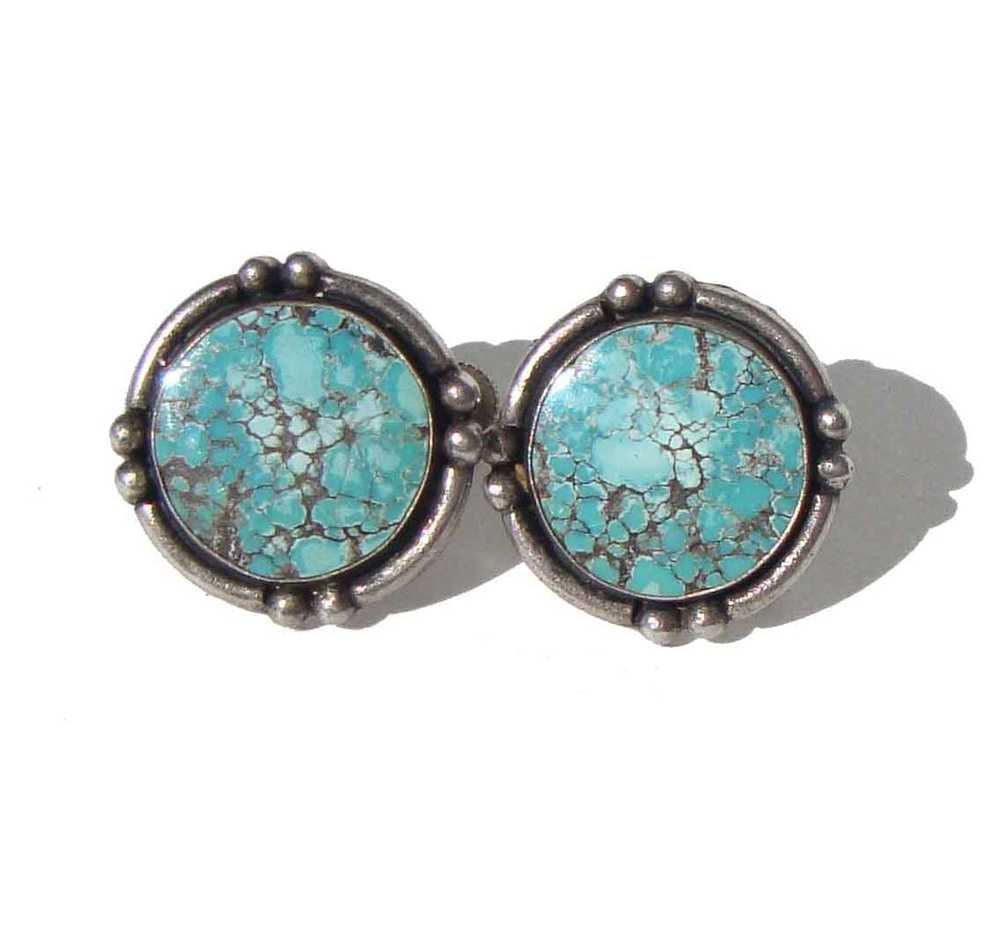 Vintage Sterling & Turquoise Southwestern Earrings - image 2