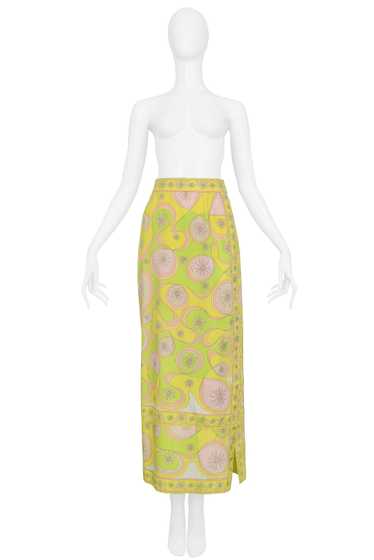 PUCCI YELLOW & PINK COTTON HOSTESS SKIRT WITH ABST