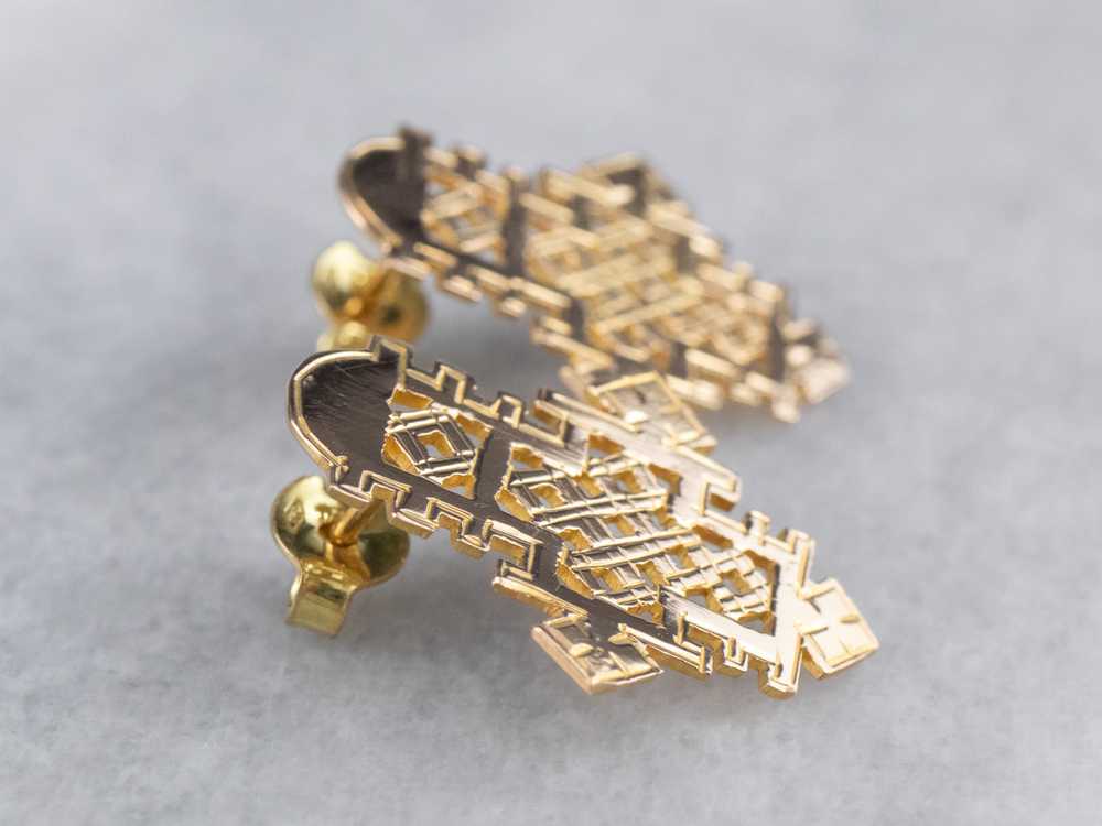 Etched Gold Ethiopian Cross Stud Earrings - image 5