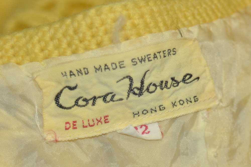 Vintage 60s Yellow Crochet Mod Mini Dress XS - image 10